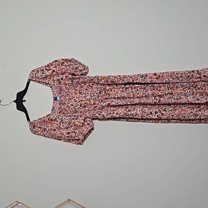 Old navy pink smocked maxi dress off shoulder bubble sleeves size L NWOT